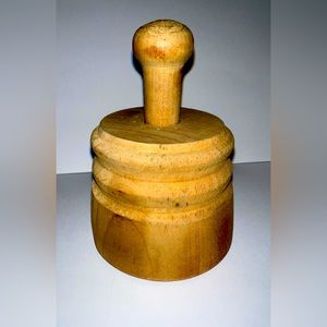 Vtg Wood Butter mold with star/flower stamp